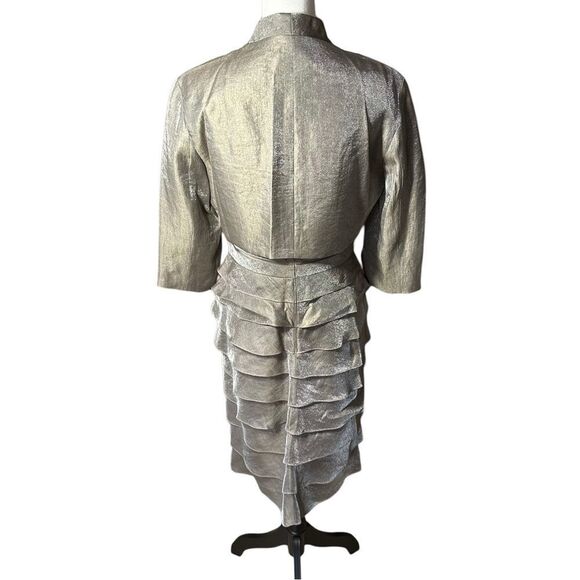 Adrianna Papell Occasions Bronze Shutter Pleat Dress  & Jacket Sz 8 - Picture 13 of 15